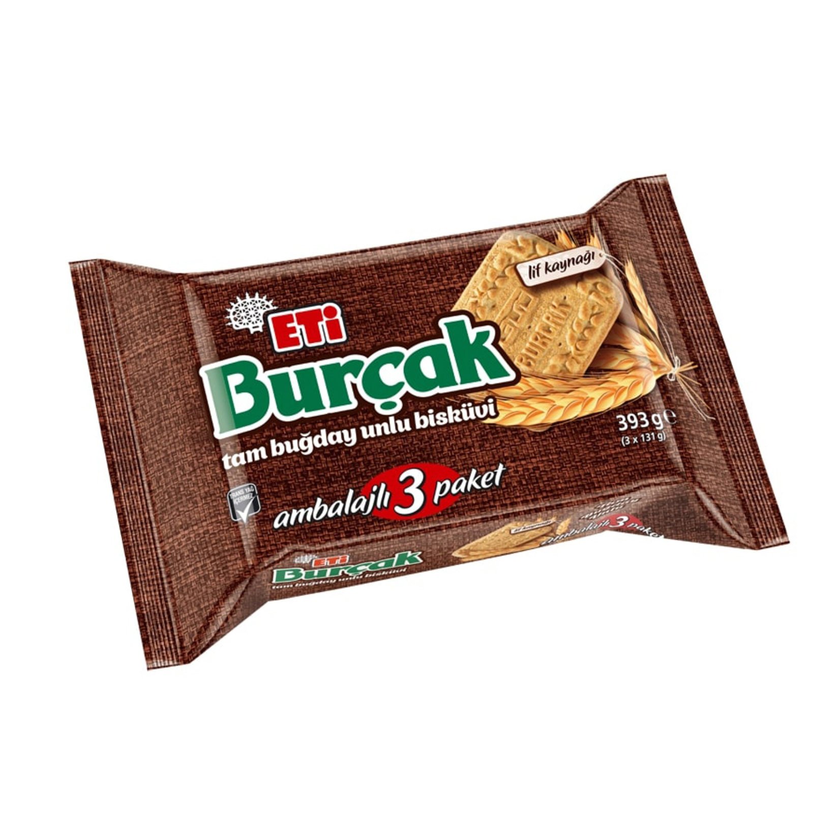 Eti Burçak Tam Buğday Unlu Bisküvi 3x131 gr