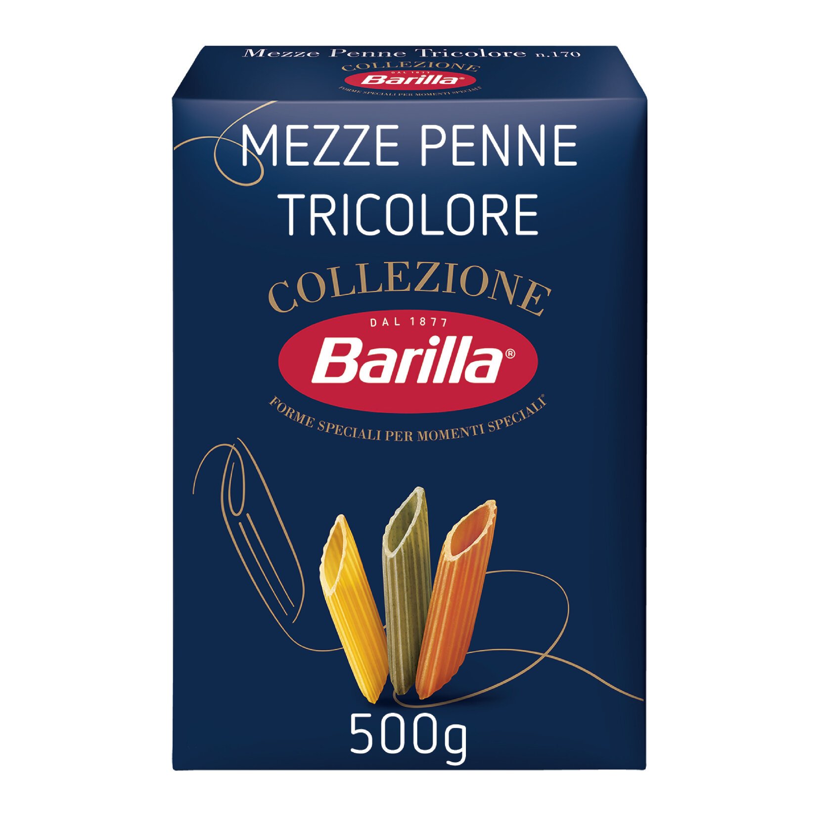 Barilla Mezze Penne Tricolore (Üç Renkli Kalem) Makarna 500 Gr