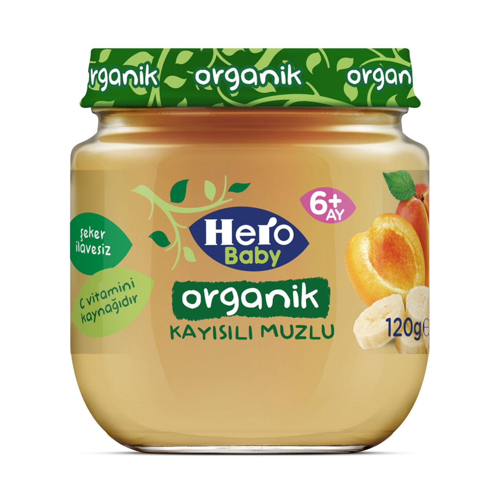 Hero Baby Organik Kayısı Muz Püreli Kavanoz Mama 120 Gr